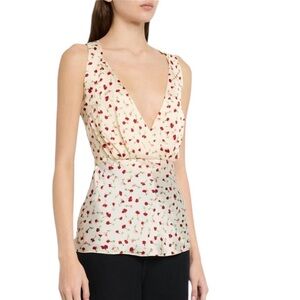 KHAITE Oli Surplice Floral-Print Top